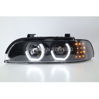 BMW E39 Black Projector Headlamp w Crystal Bar